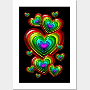 Rainbow Hearts Posters and Art